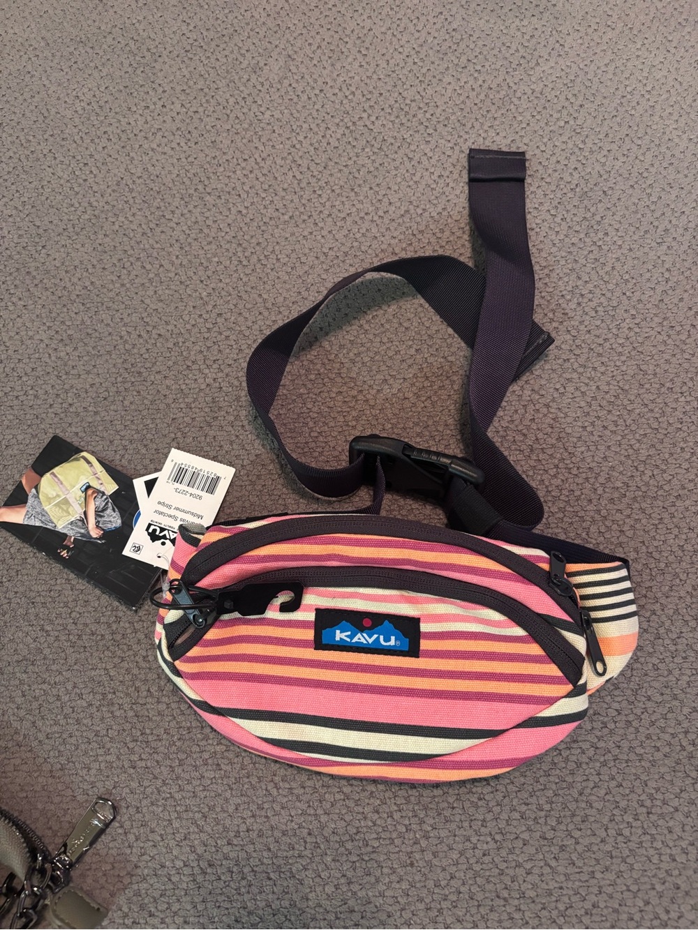 Kavu Pink Multi-Stripe Rope Sling Crossbody Bag